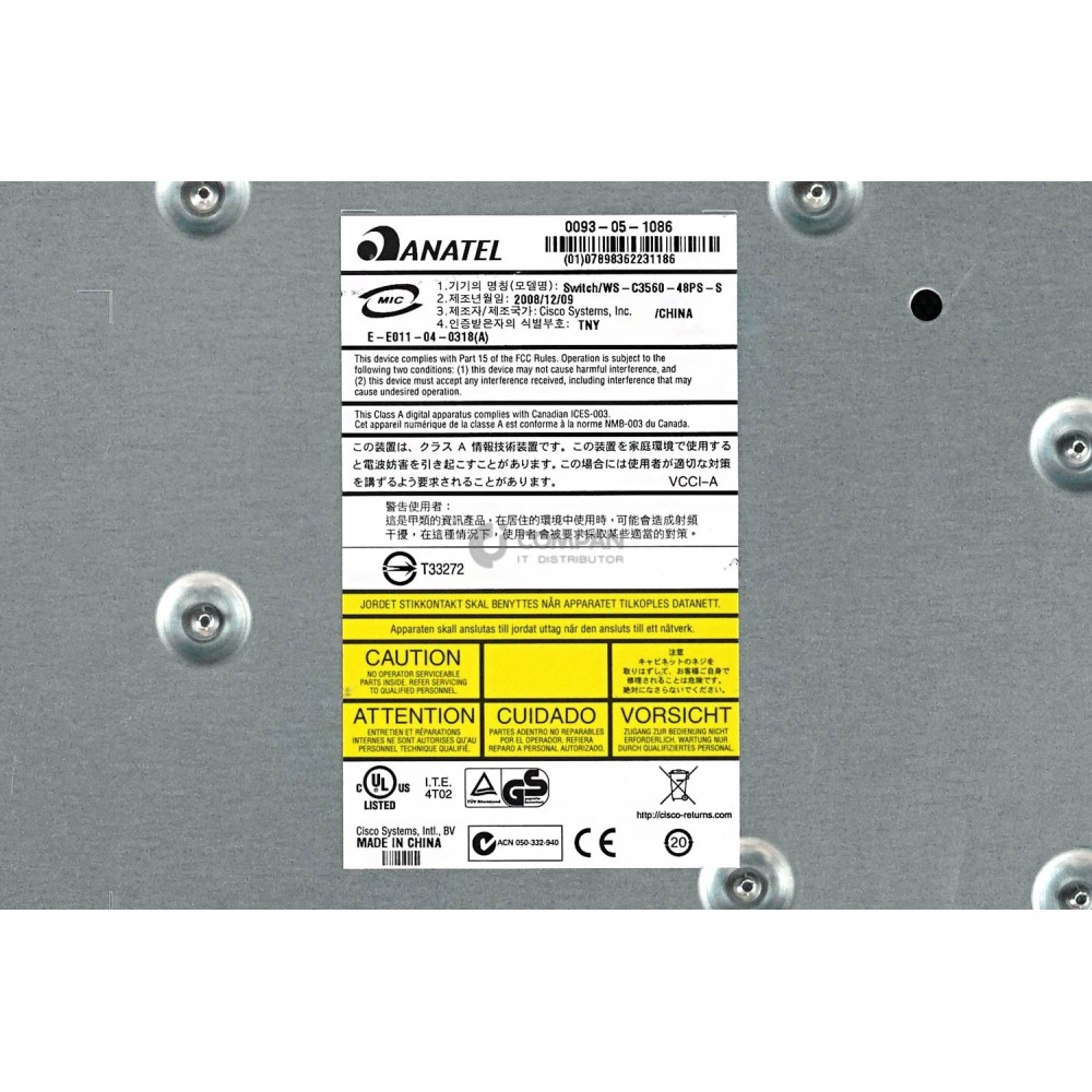 Cisco Catalyst WS-C3560-48PS-S 48x RJ-45 100Mb 4x SFP 1Gb - Ethernet Switch